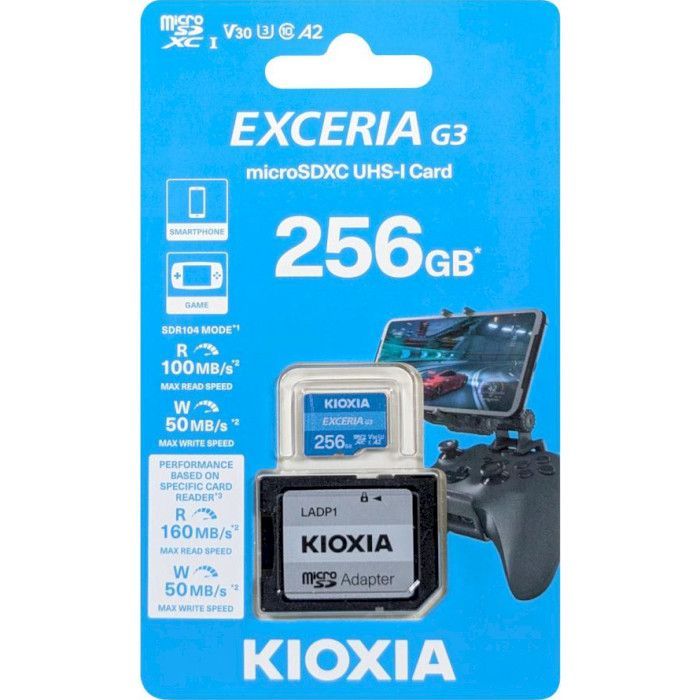 Карта памяти Kioxia 256GB microSDXC class 10 U3 V30 Exceria G3 (LMEX3L256GG2) изображение 3