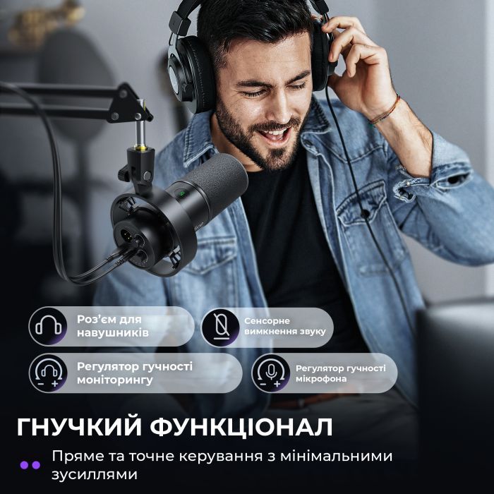 Мікрофон Fifine K688CT USB/XLR Black (K688CT) зображення 11