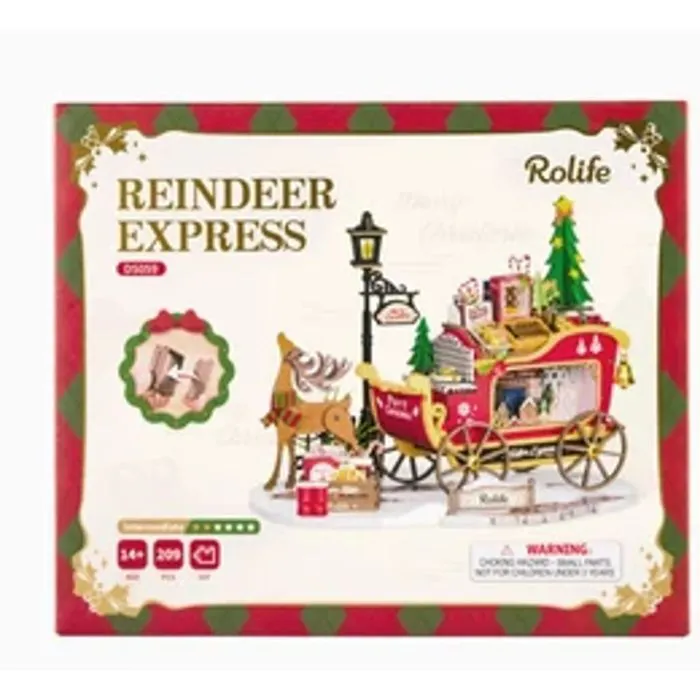 Конструктор Robotime Rolife Wooden 3D Reindeer Express (DS059) зображення 3