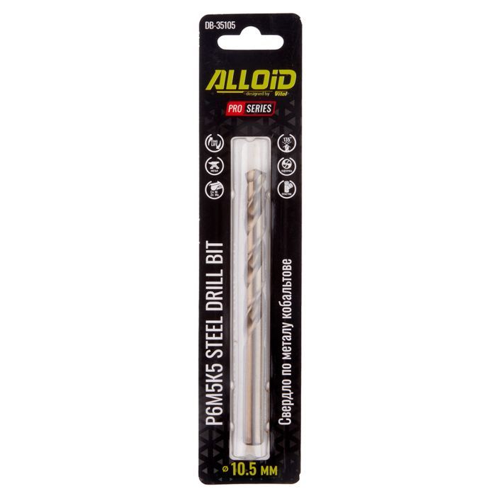 Сверло Alloid Pro, по металлу, кобальтовое, 10.0мм, Р6М5К5 (DB-35100) изображение 2