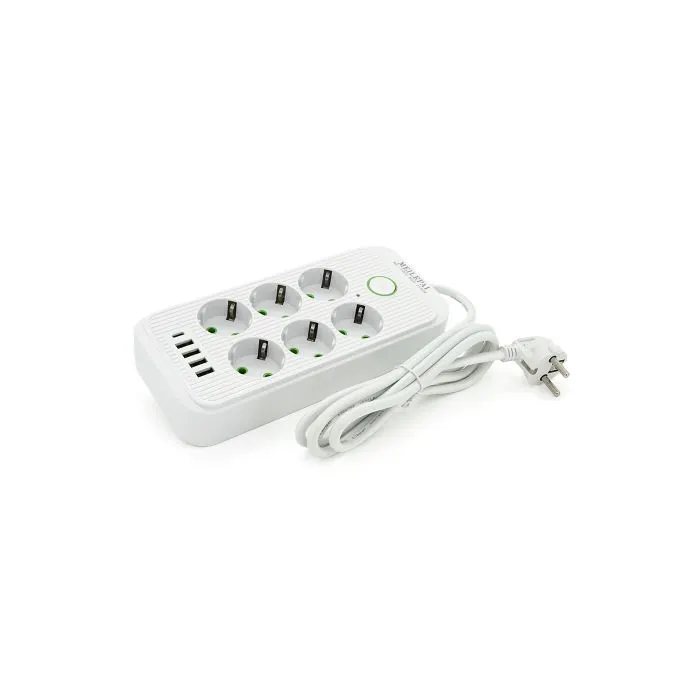 Сетевой фильтр питания Voltronic F06U, 6 роз EU, 4USB White (F06U-White)
