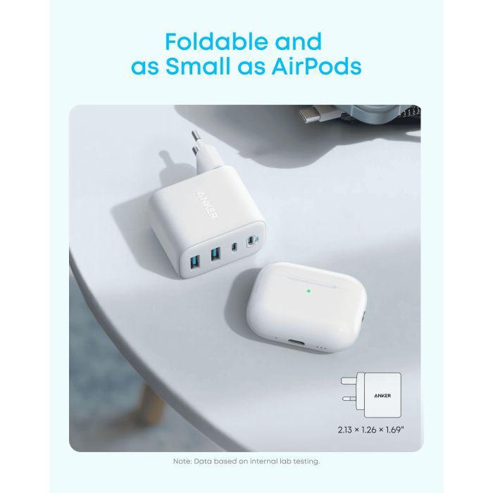 Зарядное устройство Anker 2xUSB-C + 2xUSB 50W black (A121EG11) изображение 3