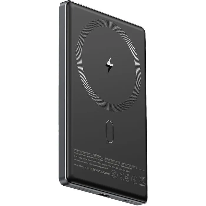 Батарея универсальная Sigma X-power SI05A7QL-MAG 5000mAh, Magnetic wireless 15W, PD, QC, 20Wmax, MagSafe (4827798359419) изображение 3