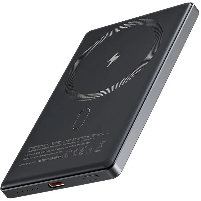 Батарея универсальная Sigma X-power SI05A7QL-MAG 5000mAh, Magnetic wireless 15W, PD, QC, 20Wmax, MagSafe (4827798359419) изображение 4
