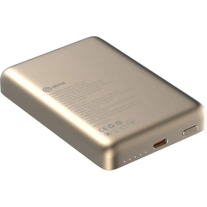 Батарея універсальна Atria 10000mAh, PD/20W, 15W Wireless MagSafe, White (WPD-W72G)