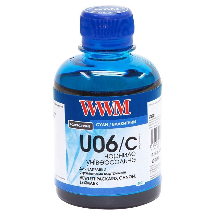 Чернила WWM Universal Canon/HP/Lexmark/Xerox Cyan (U06/C)