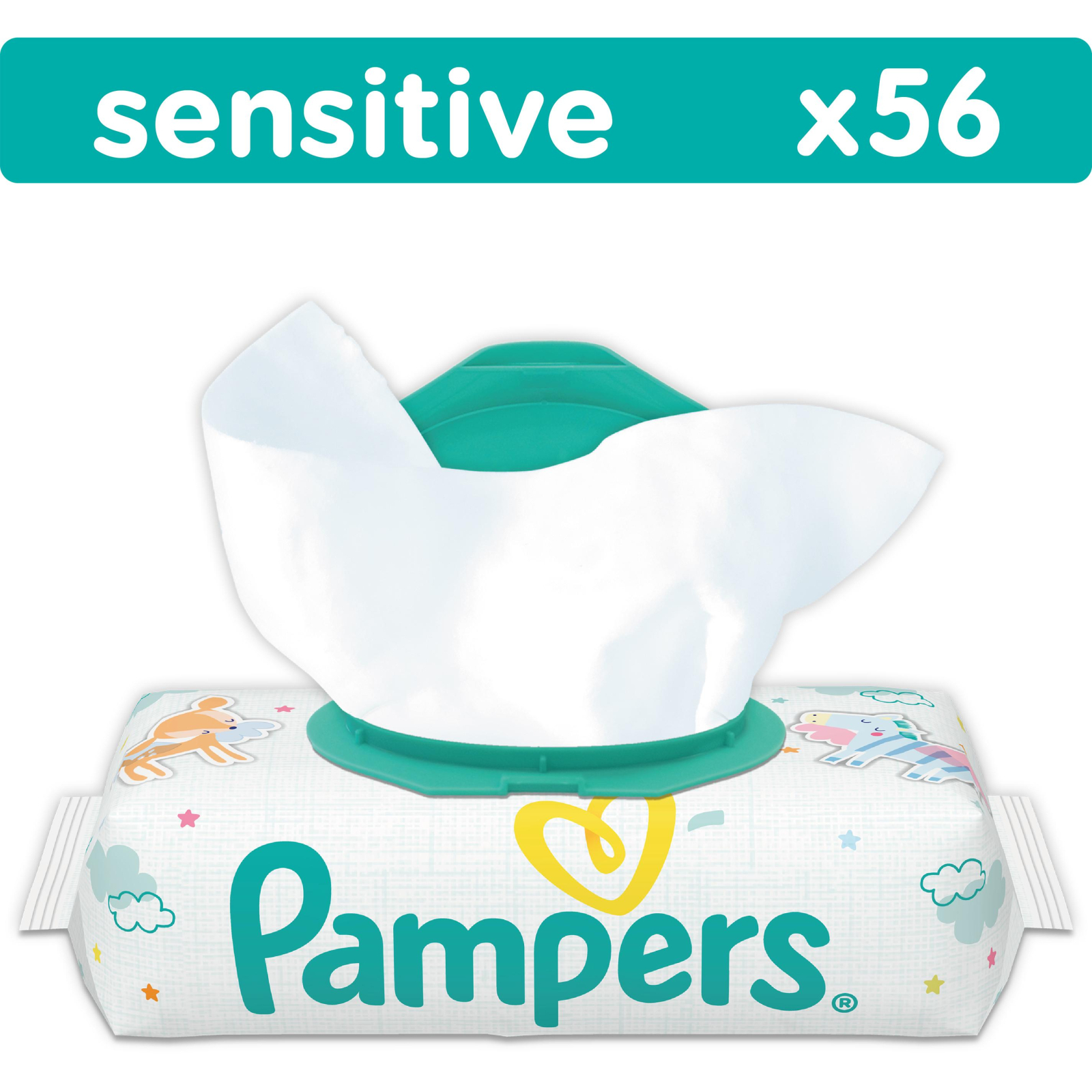 Детские влажные салфетки Pampers Sensitive, 56 шт (4015400636649)