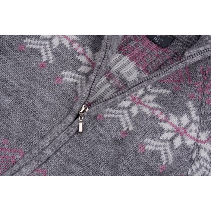 Кофта дитяча Tossy в'язана на блискавці сіра з орнаментом (326-92G-gray) зображення 3