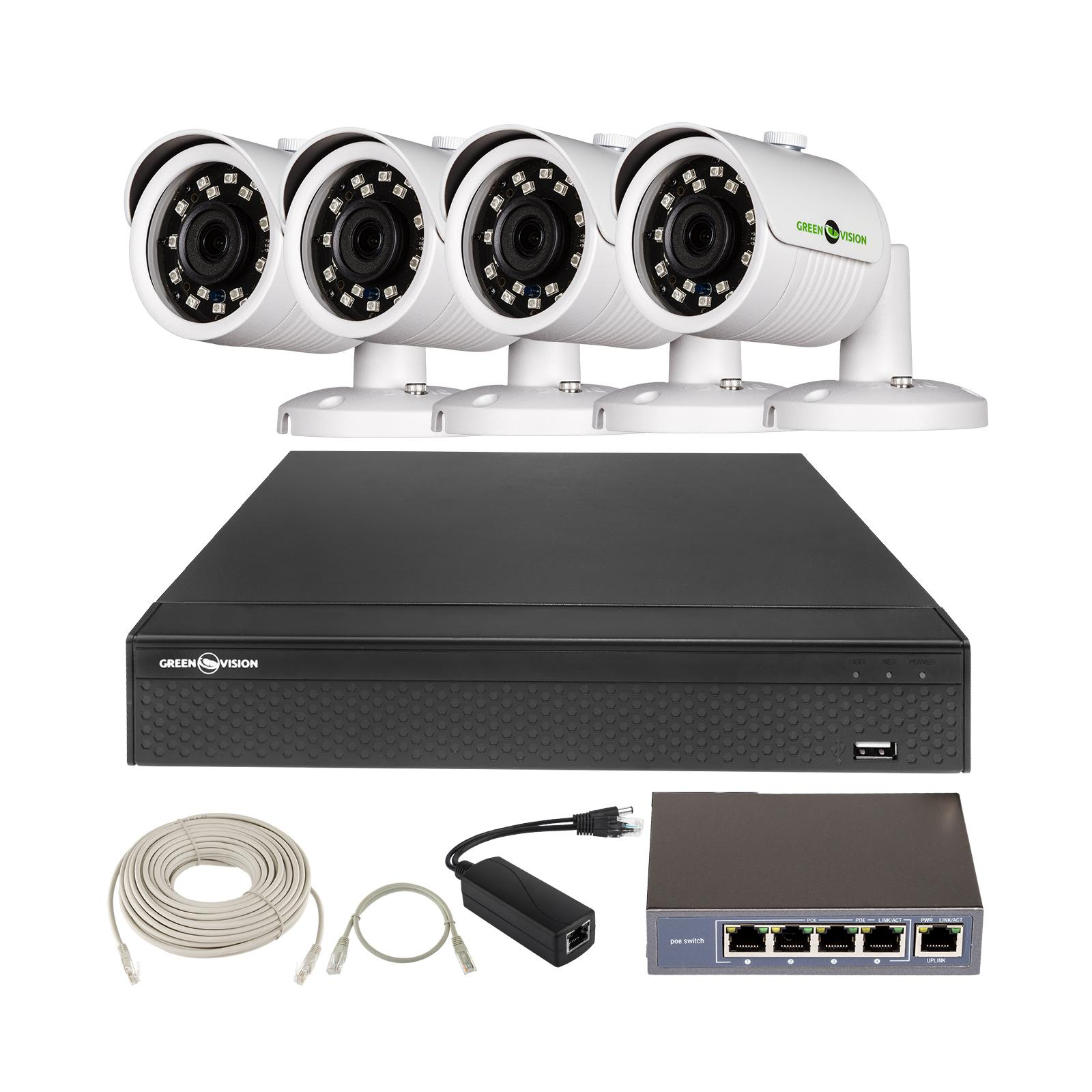 Комплект видеонаблюдения Greenvision GV-IP-K-L22/04 1080P (6919)