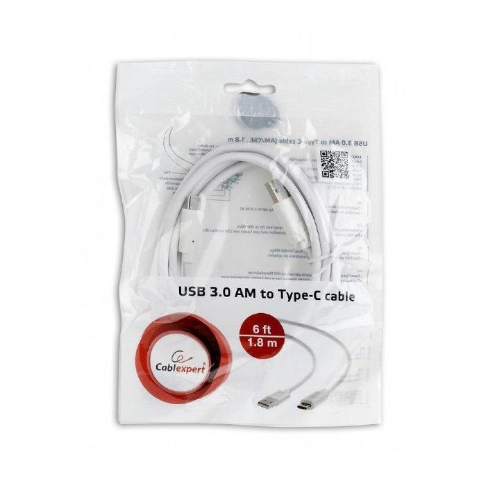 Дата кабель USB 3.0 AM to Type-C 1.0m Cablexpert (CCP-USB3-AMCM-1M-W) изображение 4