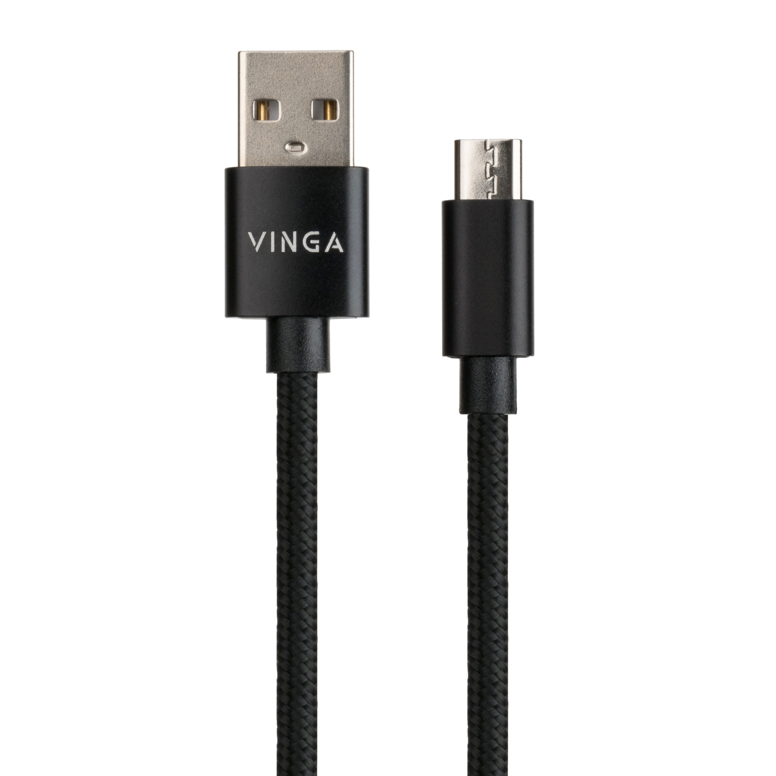 Дата кабель USB 2.0 AM to Micro 5P 1m nylon black Vinga (VCPDCMNB1BK) зображення 2