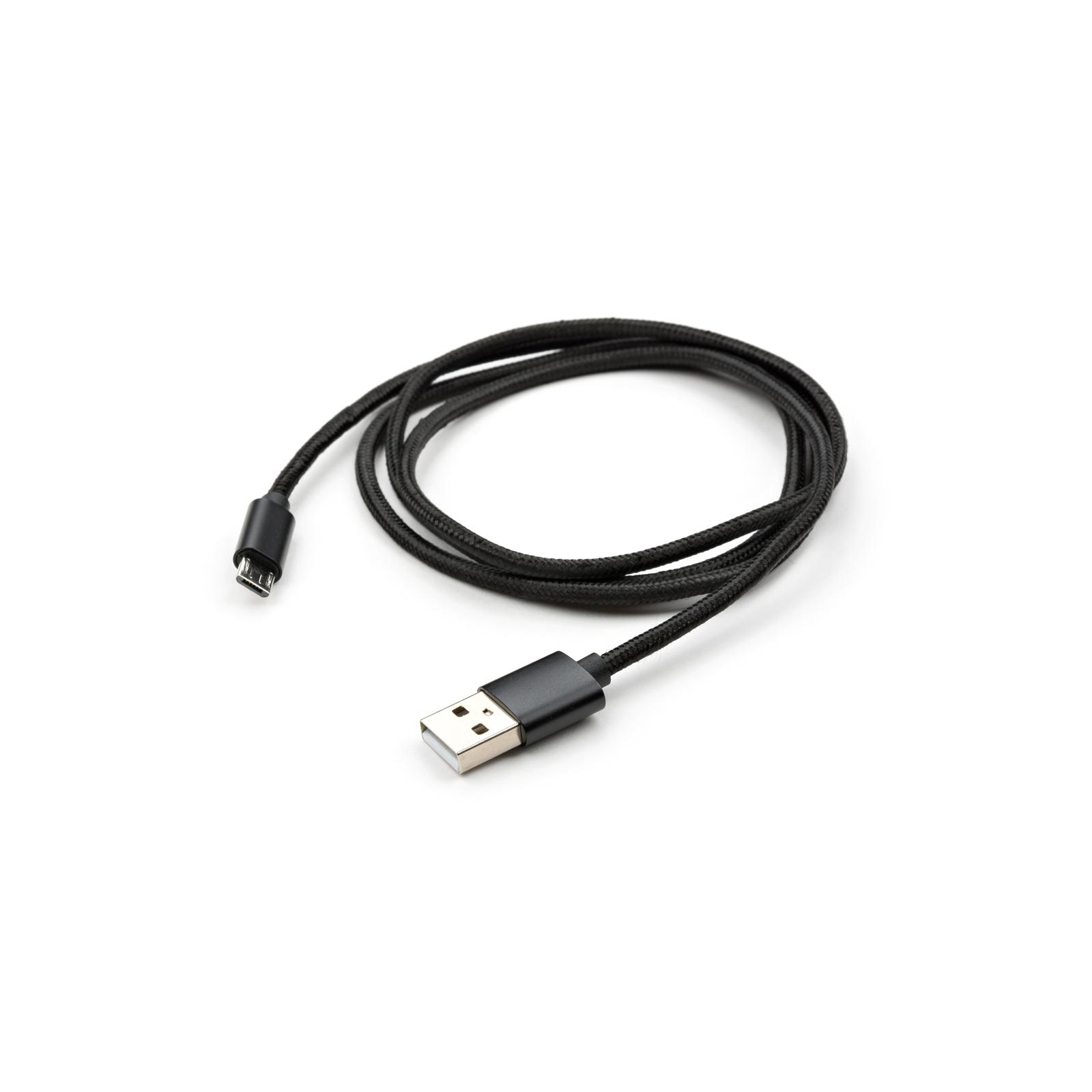 Дата кабель USB 2.0 AM to Micro 5P 1m nylon black Vinga (VCPDCMNB1BK) зображення 5