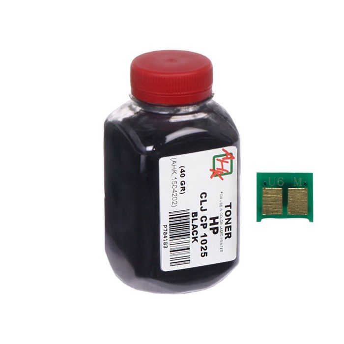Тонер HP CLJ CP1025 40г Black +chip AHK (1500122)
