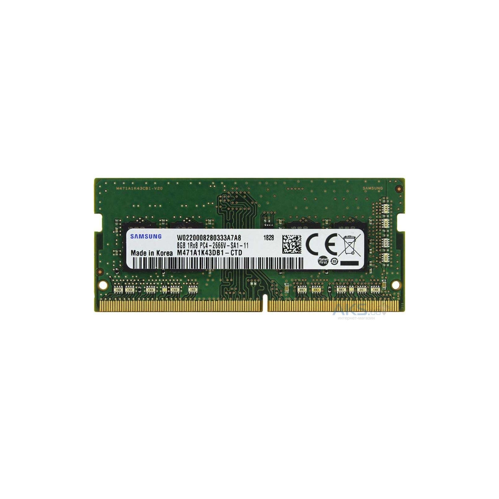 Модуль пам'яті для ноутбука SoDIMM DDR4 8GB 2666 MHz Samsung (M471A1K43CB1-CTD)