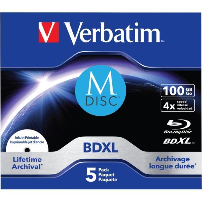 Диск BD Verbatim DL 100GB 4x Lifetime archival M-Disc 5шт Jewel (43834) изображение 2