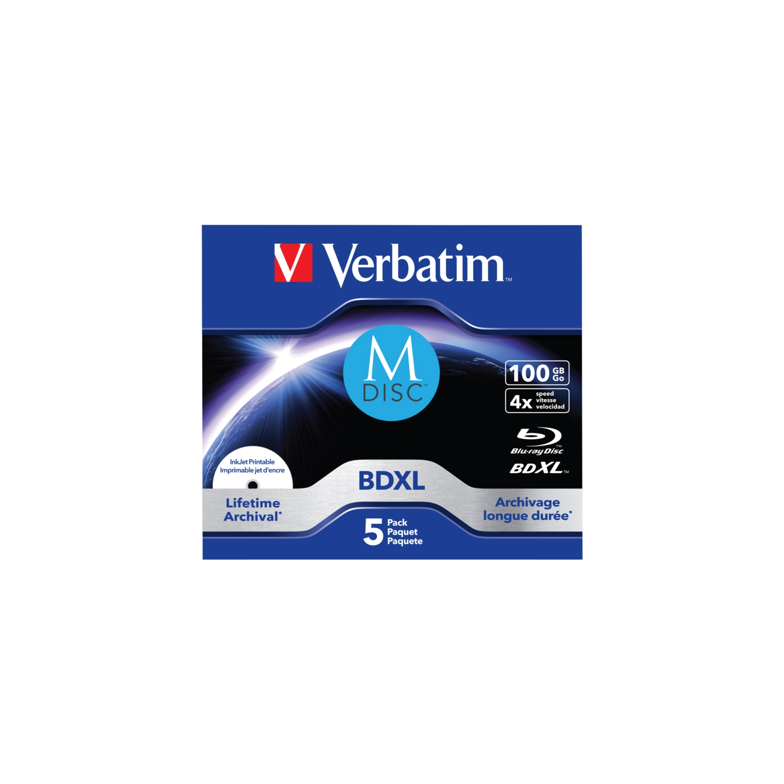 Диск BD Verbatim DL 100GB 4x Lifetime archival M-Disc 5шт Jewel (43834) изображение 2