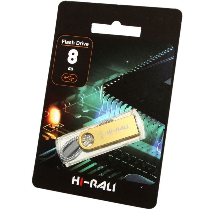 USB флеш накопичувач Hi-Rali 8GB Shuttle Series Gold USB 2.0 (HI-8GBSHGD)