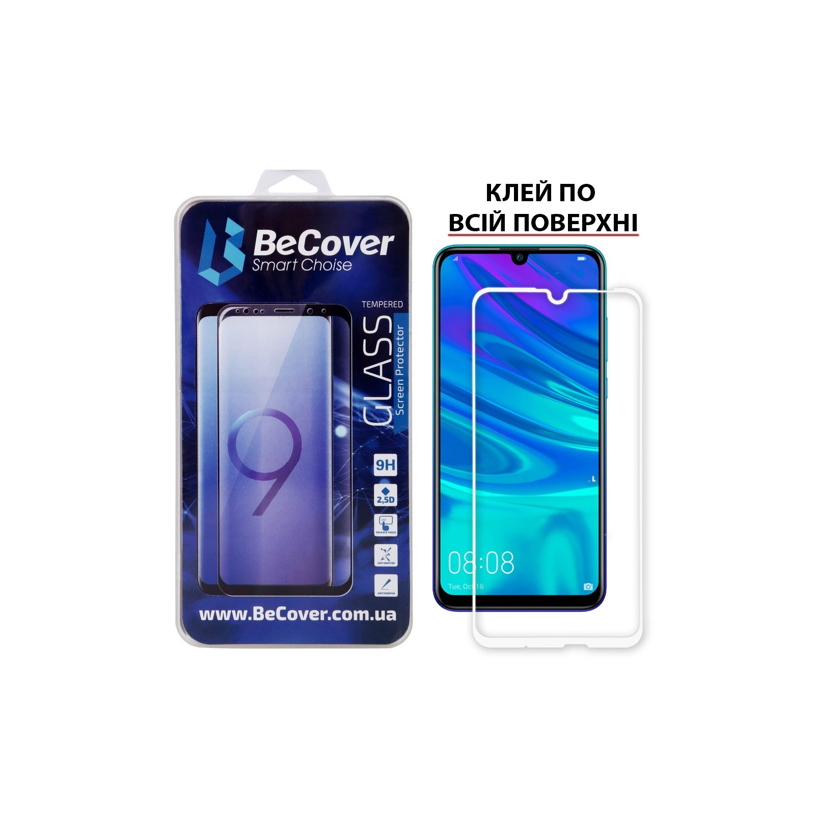Стекло защитное BeCover Full Glue & Cover Huawei P Smart 2019 White (703137)