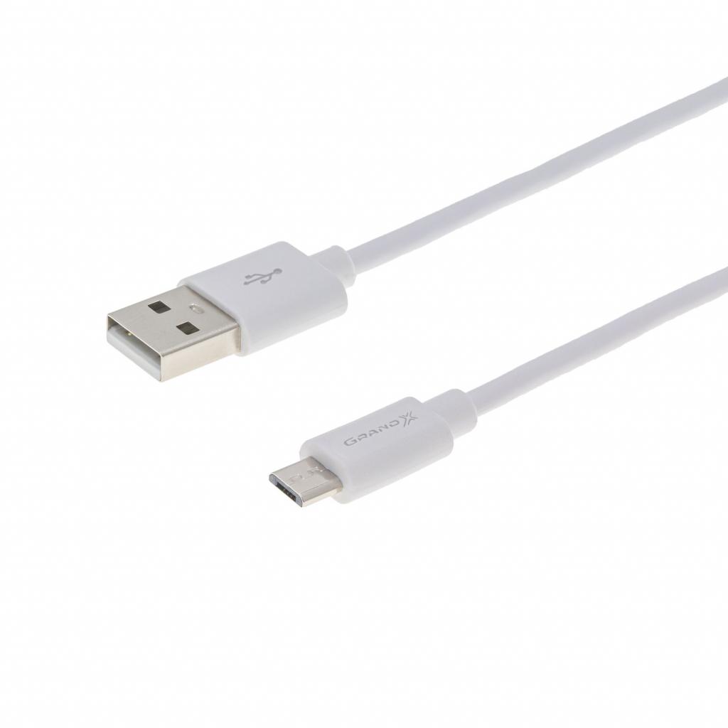 Дата кабель USB 2.0 AM to Micro 5P 2.5m white Grand-X (PM025W) зображення 2