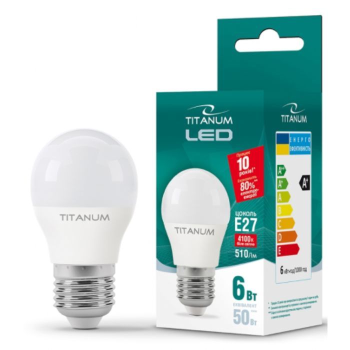 Лампочка TITANUM G45 6W E27 4100K 220V (TLG4506274) изображение 2