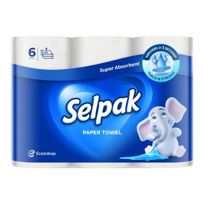 Бумажные полотенца Selpak 3 слоя 80 отрывов 6 рулонов (8690530015043)