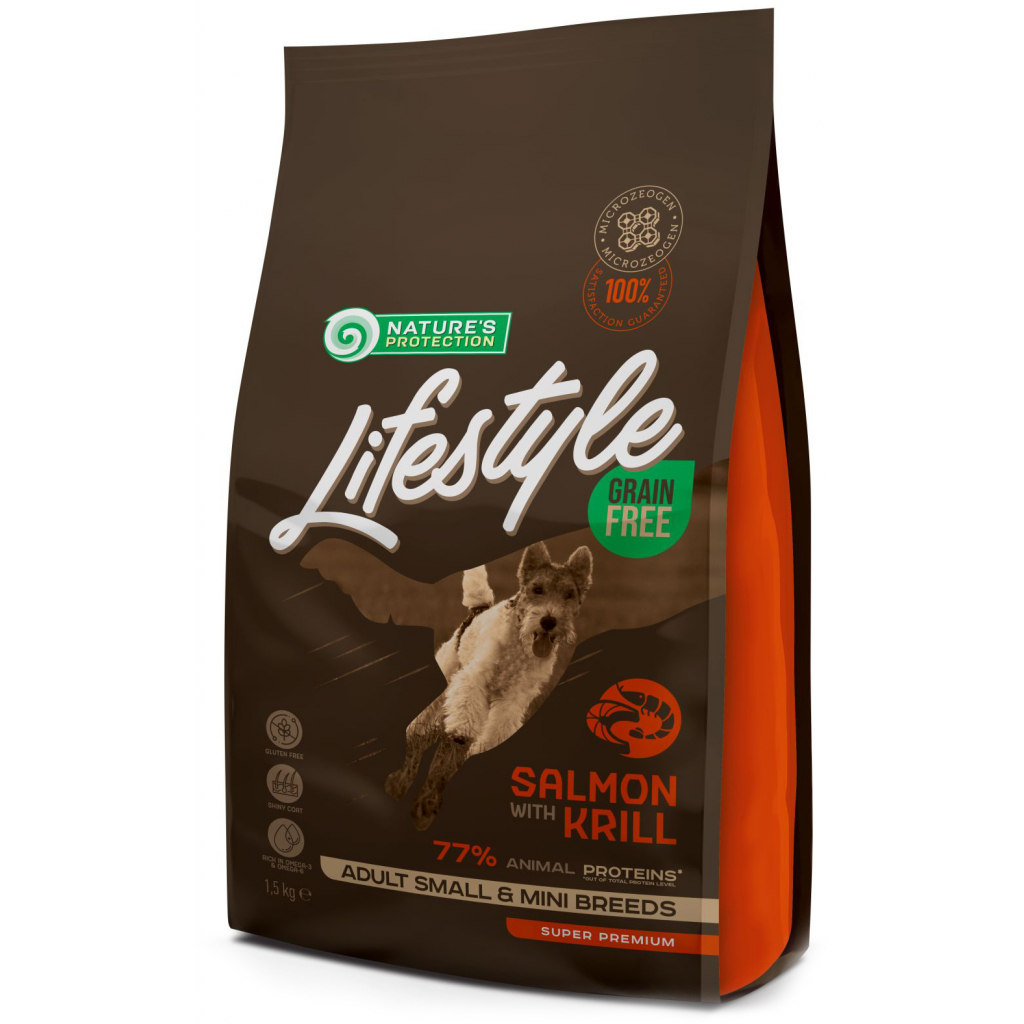 Сухий корм для собак Nature's Protection Lifestyle Grain Free Salmon with krill Adult Small&Mini 1.5 (NPLS45680)