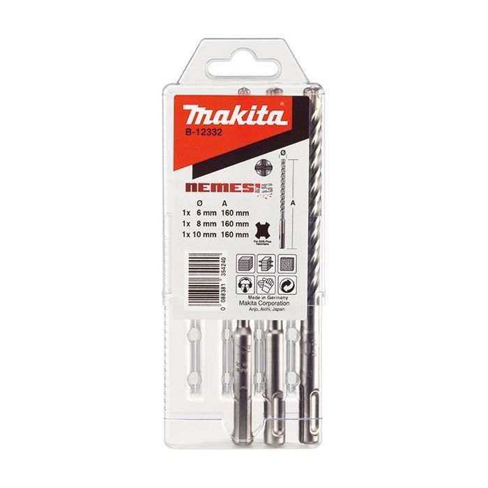 Бур Makita по залізобетону SDS-PLUS Nemesis (3 шт.) (B-12332)