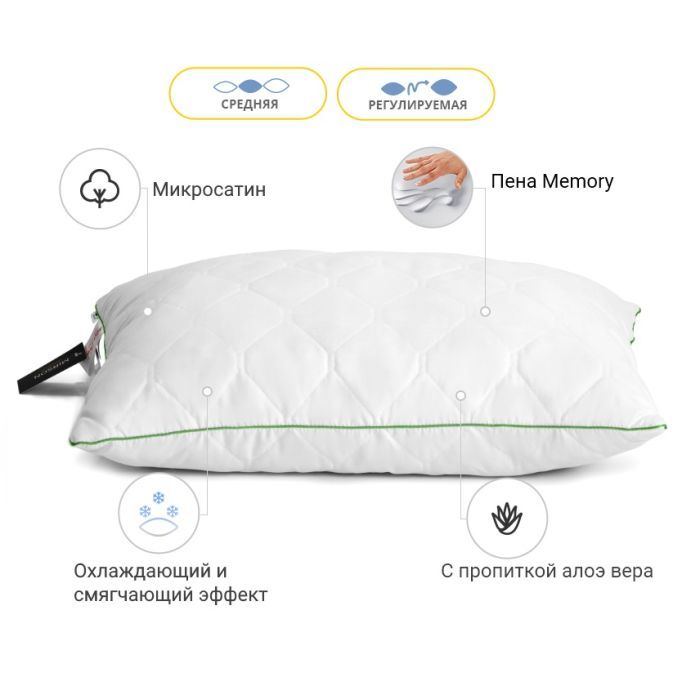 Подушка MirSon 1471 Eco Aloe Vera memory effekt Средняя 40х40 см (2200003262933) изображение 3