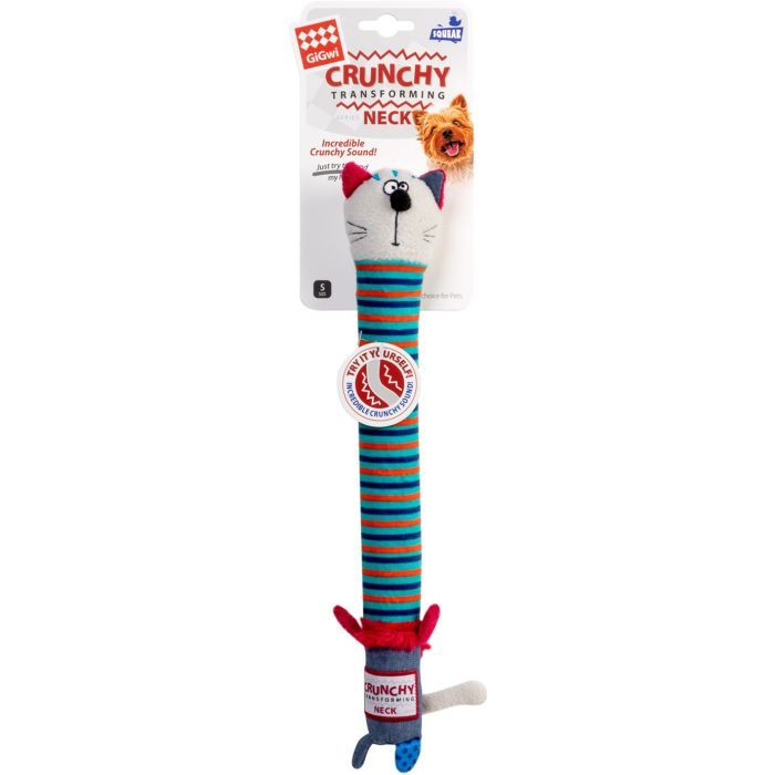 Игрушка для собак GiGwi Crunchy Кот с хрустящей шеей и пискавкой 28 см (75046) изображение 2