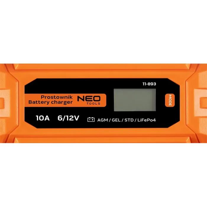 Зарядное устройство для автомобильного аккумулятора Neo Tools 10А/160Вт, 3-200Ач, для STD/AGM/GEL/LiFePO4 (11-893) изображение 4