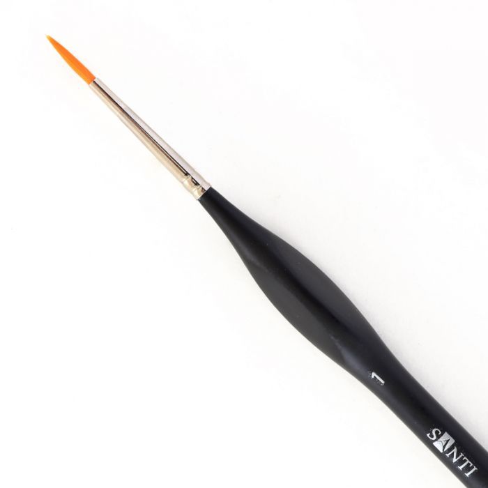 Кисточка для рисования Santi синтетика Sensation, короткая ручка с изгибом, круглая, №1 (310772) изображение 2