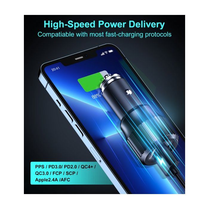 Зарядное устройство Choetech car USB-A/USB-C 63W QC3.0/PD/PPS black (TC0010-BK) изображение 7