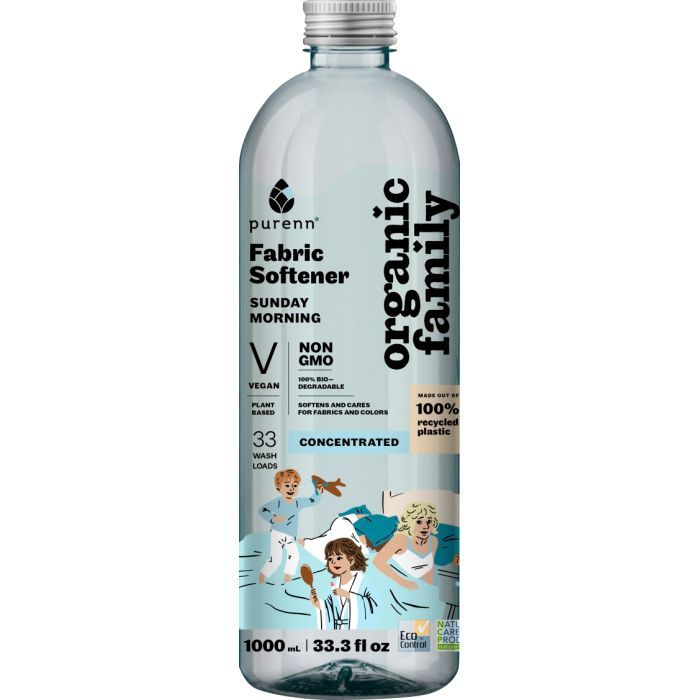 Кондиціонер для білизни Purenn Organic Family Sunday Morning пом'якшувач для збереження кольорів та волокон тканин з Алое 1 л (4751024880456) зображення 2