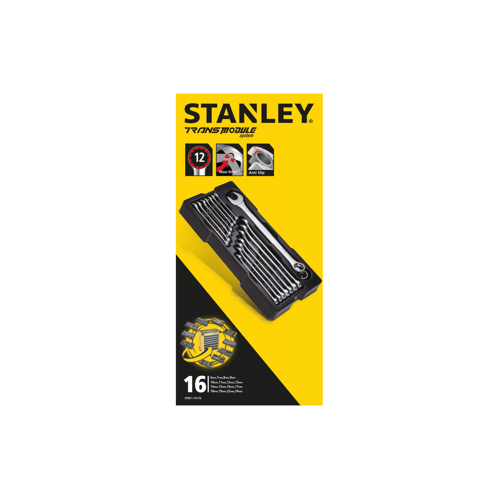 Ключ Stanley комбинированных MaxiDrive, 16 шт., в ложементе (STMT1-74178) изображение 3