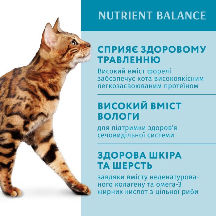Вологий корм для кішок Optimeal з фореллю в кремовому соусі 85 г (4820215365864) зображення 5