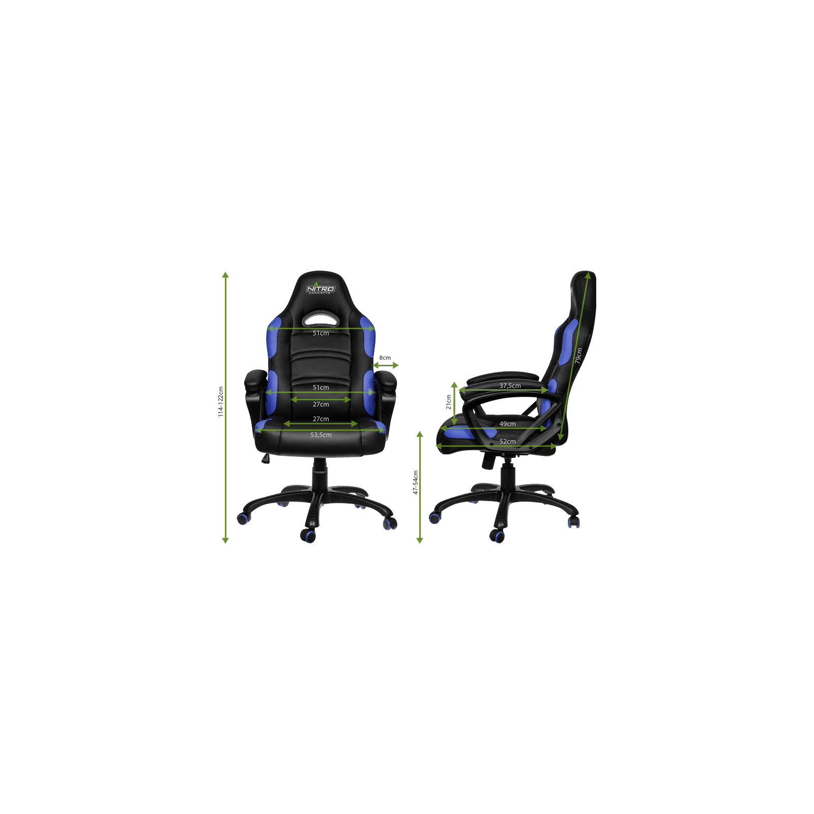 Крісло ігрове Gamemax GCR07-Nitro Concepts Blue (GCR07 Blue) зображення 8
