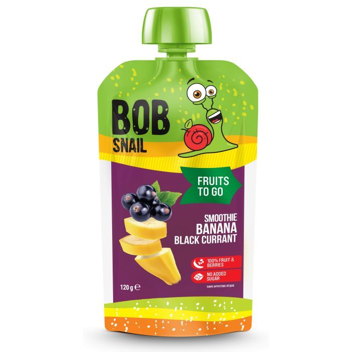 Детское пюре Bob Snail Улитка Боб Смузи Банан-Черная Смородина 120 г (4820219346371)