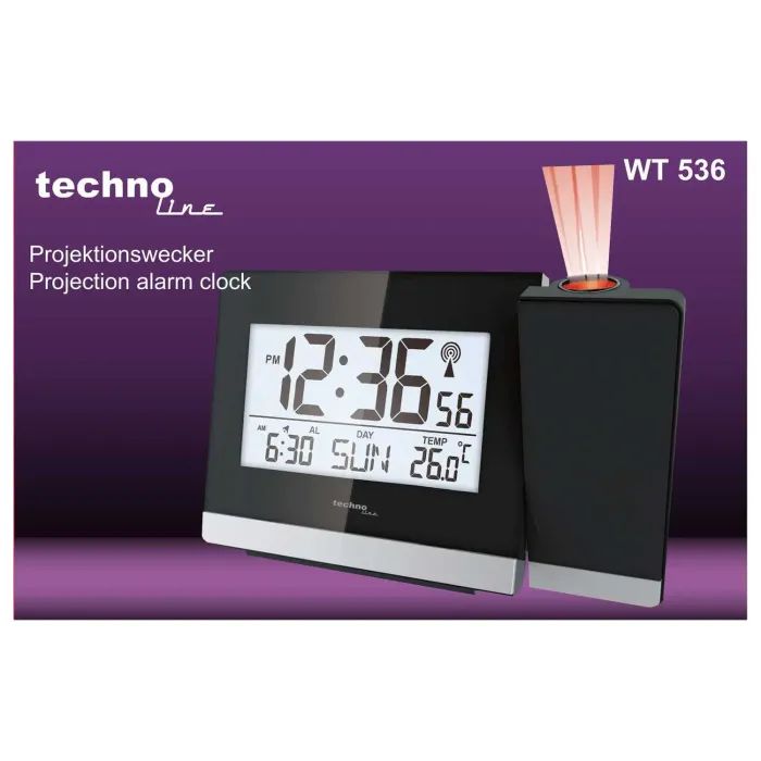 Настольные часы Technoline WT536 проекционный Black (DAS301196) изображение 5