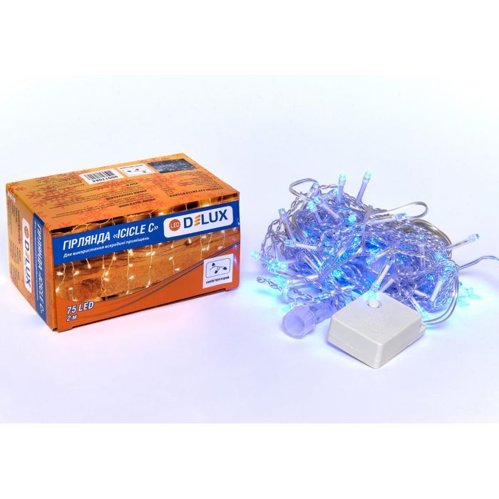 Гирлянда Delux ICICLE С 75LED 2х0.7 м синий/прозрачный IP20 (90017984)