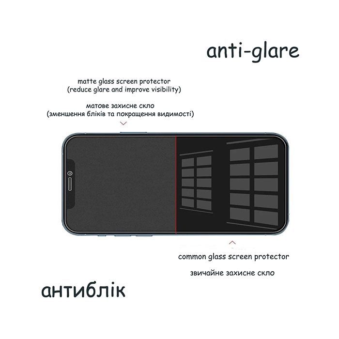 Скло захисне Drobak Matte Glass A+ Apple iPhone 14 (Black) (292945) зображення 6