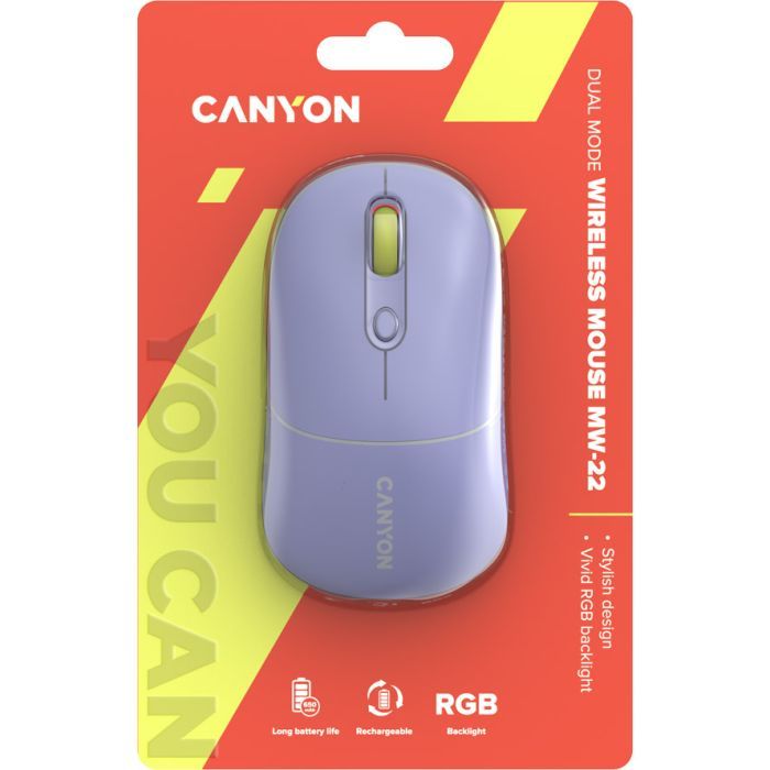 Мышка Canyon MW-22 Dual Band RGB Wireless Pearl Rose (CNS-CMSW22PR) изображение 6