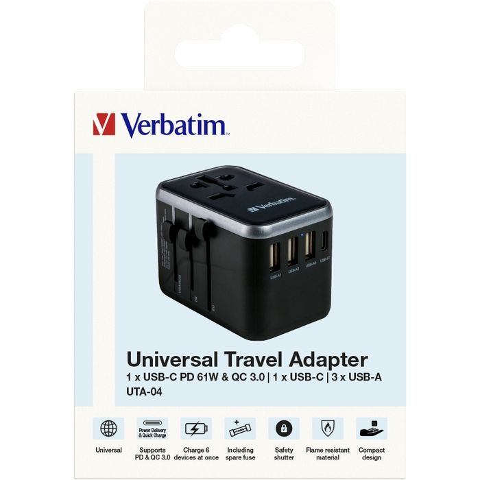Зарядний пристрій Verbatim UTA-04 PD61W (3xUSB-A/2xUSB-C) (49546) зображення 12