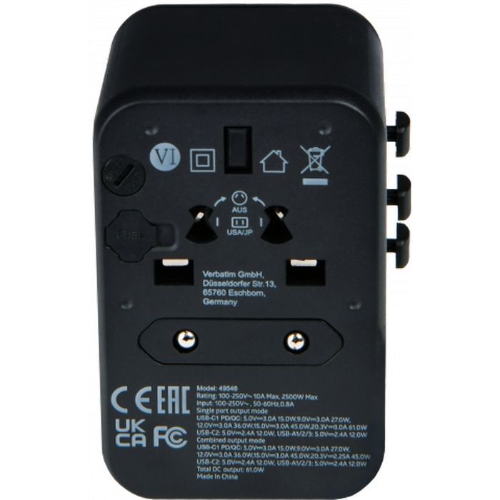 Зарядний пристрій Verbatim UTA-04 PD61W (3xUSB-A/2xUSB-C) (49546) зображення 2