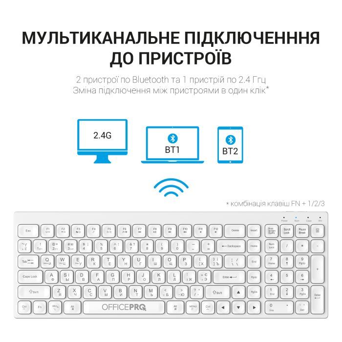 Клавиатура OfficePro SK985B Wireless/Bluetooth Black (SK985B) изображение 12