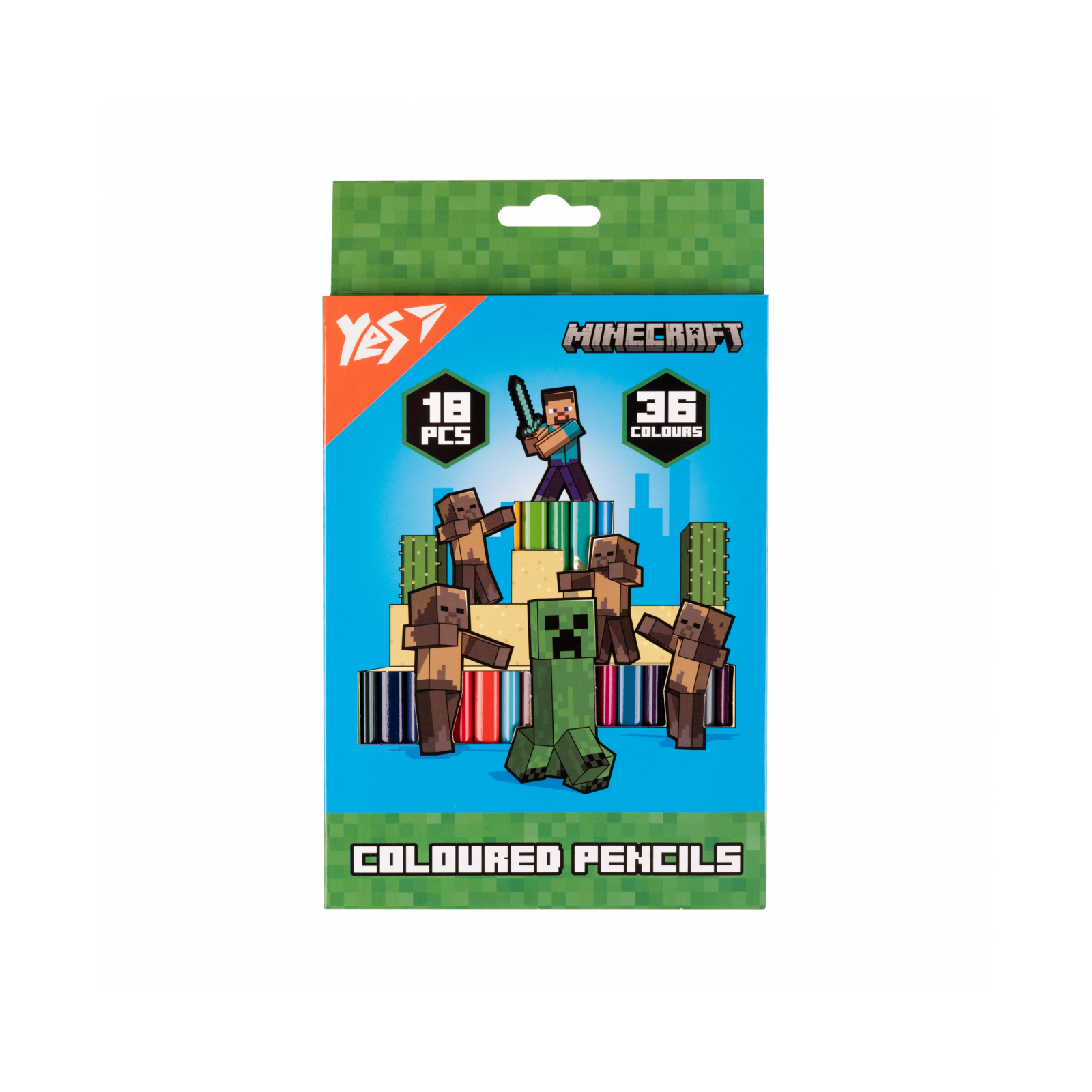 Карандаши цветные Yes Minecraft Heroes двухсторонние 18 шт. 36 цв (290750)
