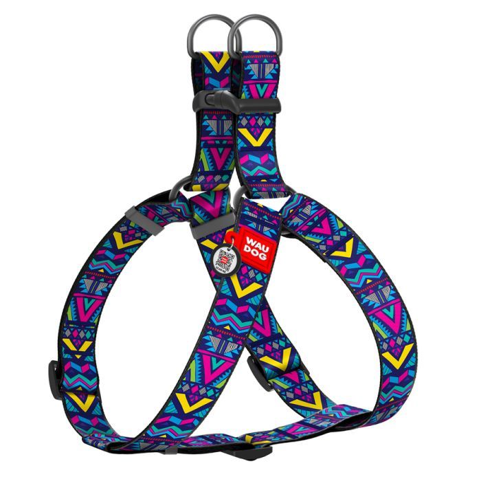Шлей для собак WAUDOG Nylon с QR паспортом "Инди" пластиковый фастекс XL (324-0016)