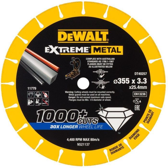Круг отрезной DeWALT алмазный по металлу 355x3.3x25.4 мм (DT40257)