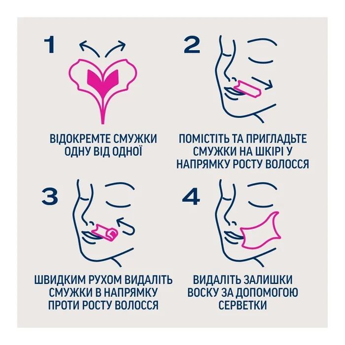 Восковые полоски Veet Minima Гипоаллергенные для чувствительной кожи лица 20 шт. (5900627095883) изображение 4