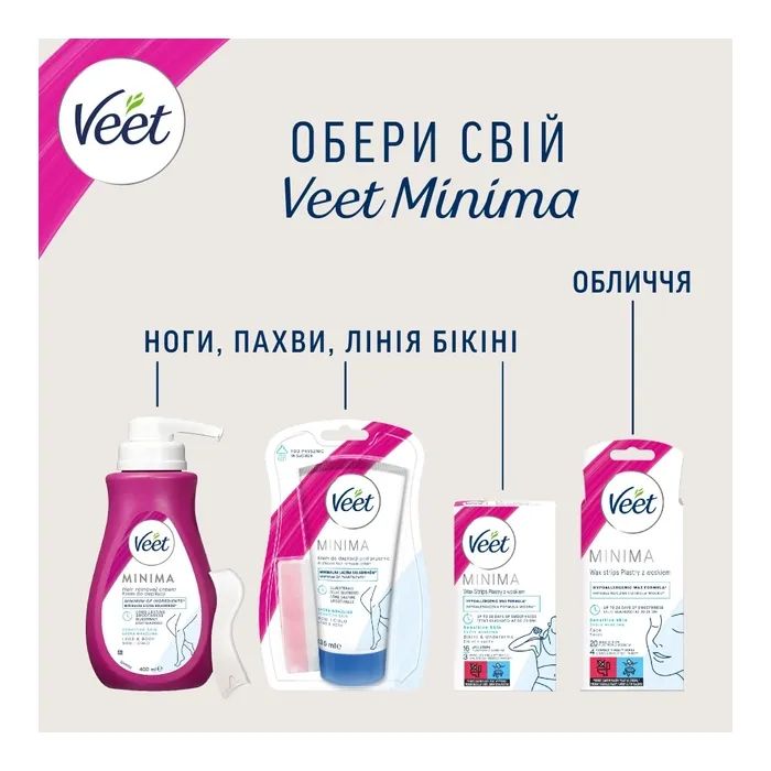 Восковые полоски Veet Minima Гипоаллергенные для чувствительной кожи лица 20 шт. (5900627095883) изображение 6
