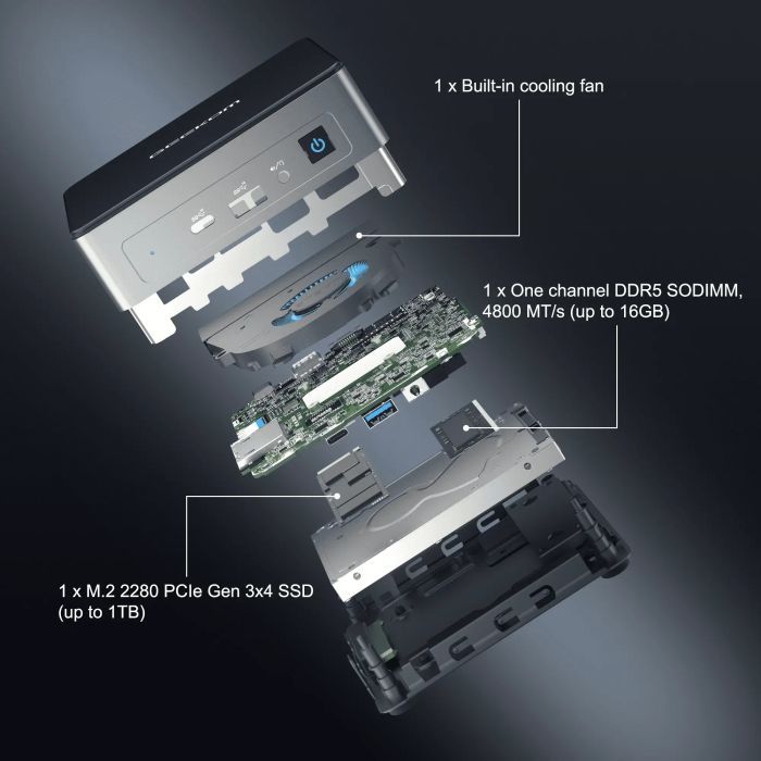 Компьютер GEEKOM Mini Air12 / N100, 16G, SSD 512G, WIN11 Pro (GMAir12N100-16512-EU) изображение 4